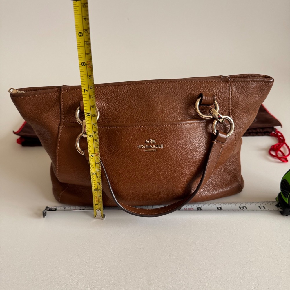 Coach Saddle Brown Pebbled Leather Satchel Tote Bag Gold Hardware Horse Carriage - Picture 6 of 12